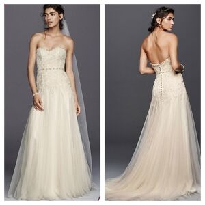 Melissa Sweet Strapless Tulle Sheath Wedding Dress STYLE# MS251130SIZE 4 Ivory